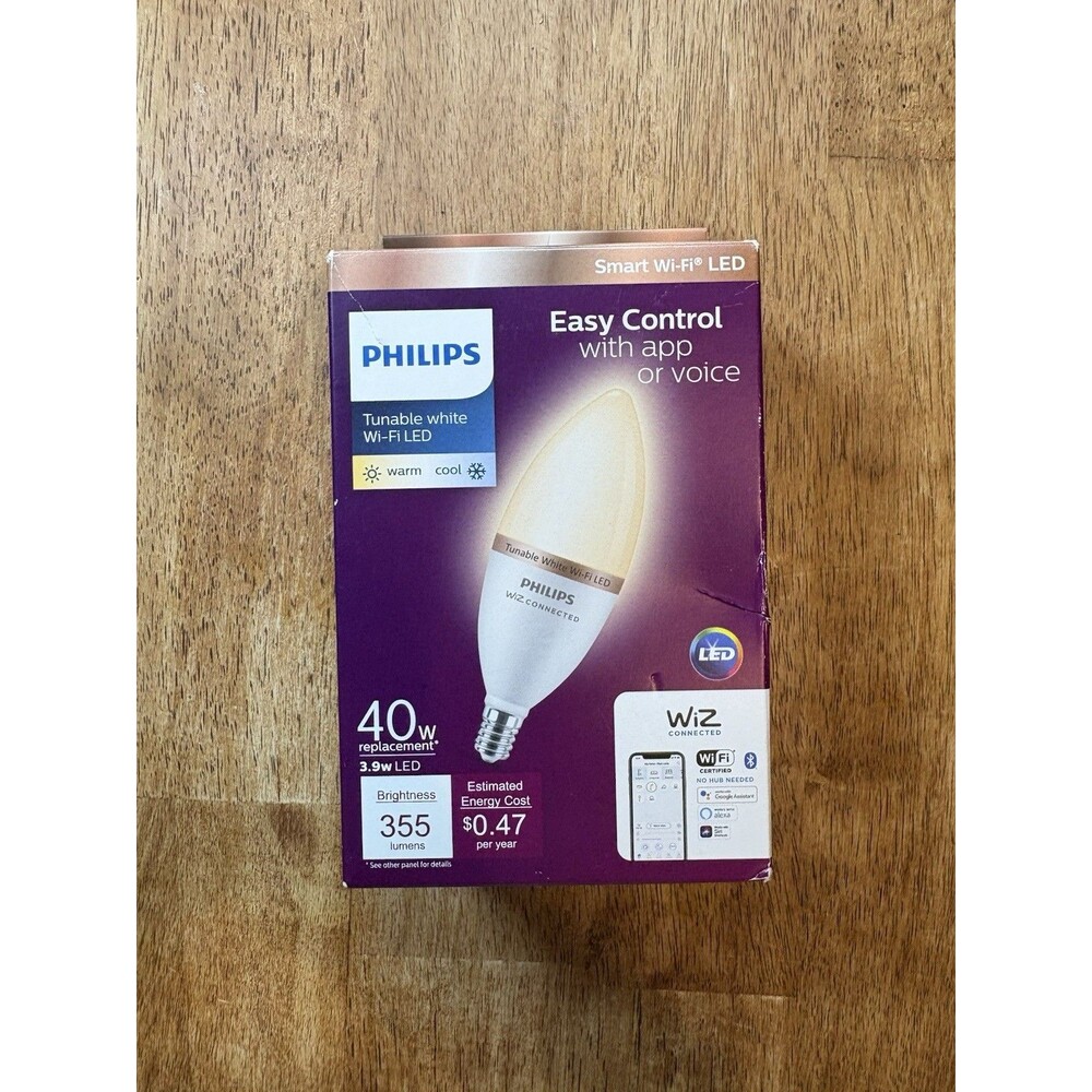 Philips Smart 40W Color Candle: LED, Dimmable W Remote Control